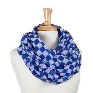 True Blue & White Chessboard Pattern Infinity Scarf